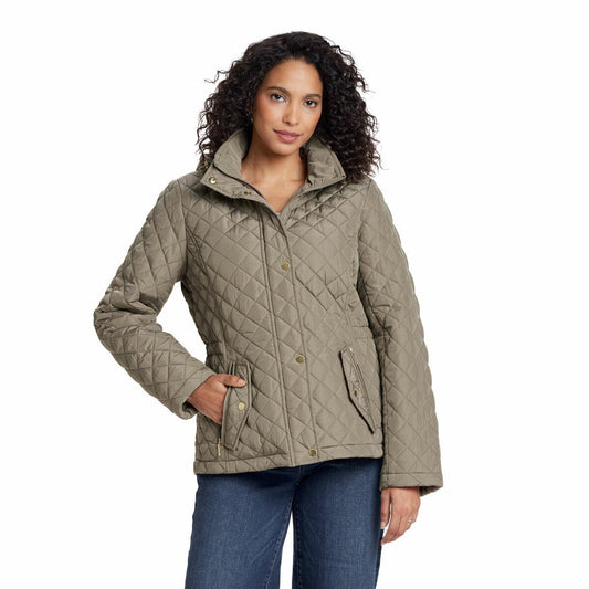 Weatherproof Ladies Short Quilted Jacket Brown Warm Winter Coat Gilet Size M