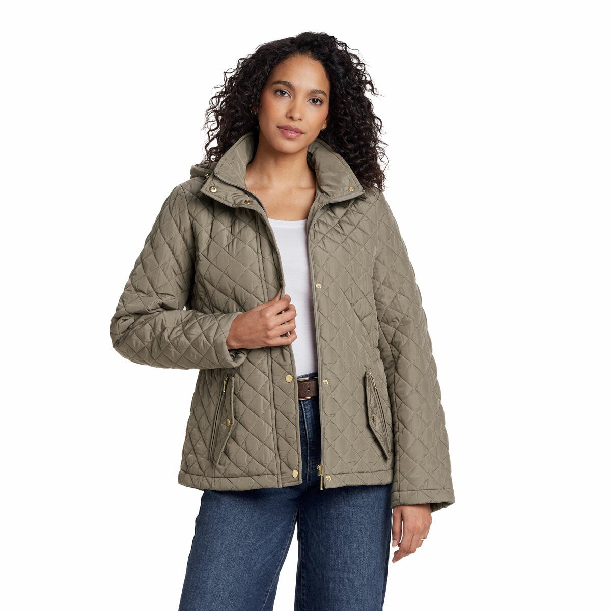 Weatherproof Ladies Short Quilted Jacket Brown Warm Winter Coat Gilet Size M