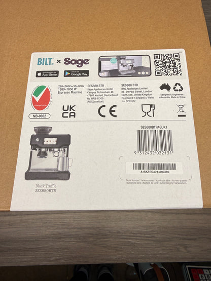 Sage Barista Touch Bean To Cup Coffee Machine 15 Bar SES880BTR Black Truffle