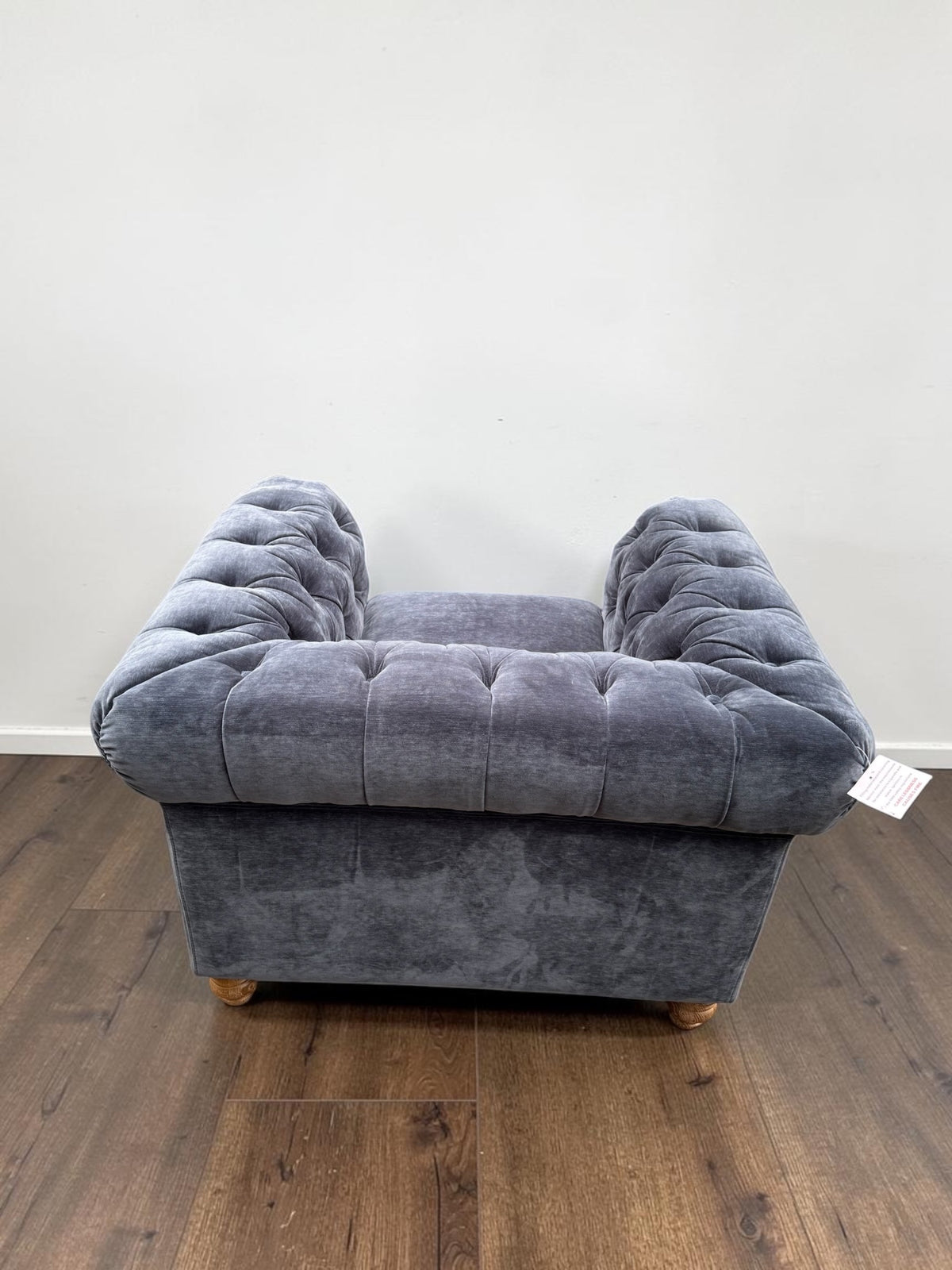 Prospera Home Allington Navy Fabric Chesterfield Armchair Pocket Coil Oak Feet