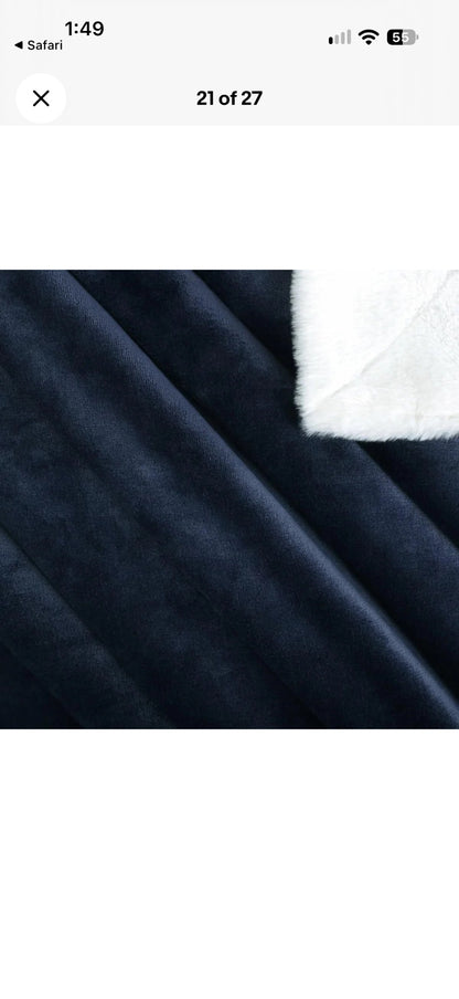 Life Comfort Ultimate Faux Fur Throw Blanket 152x177cm Soft Plush Sofa Bed navy