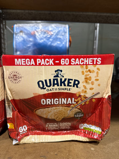 Quaker Oat So Simple Original Porridge Sachets 60 x 27g Wholegrain Breakfast