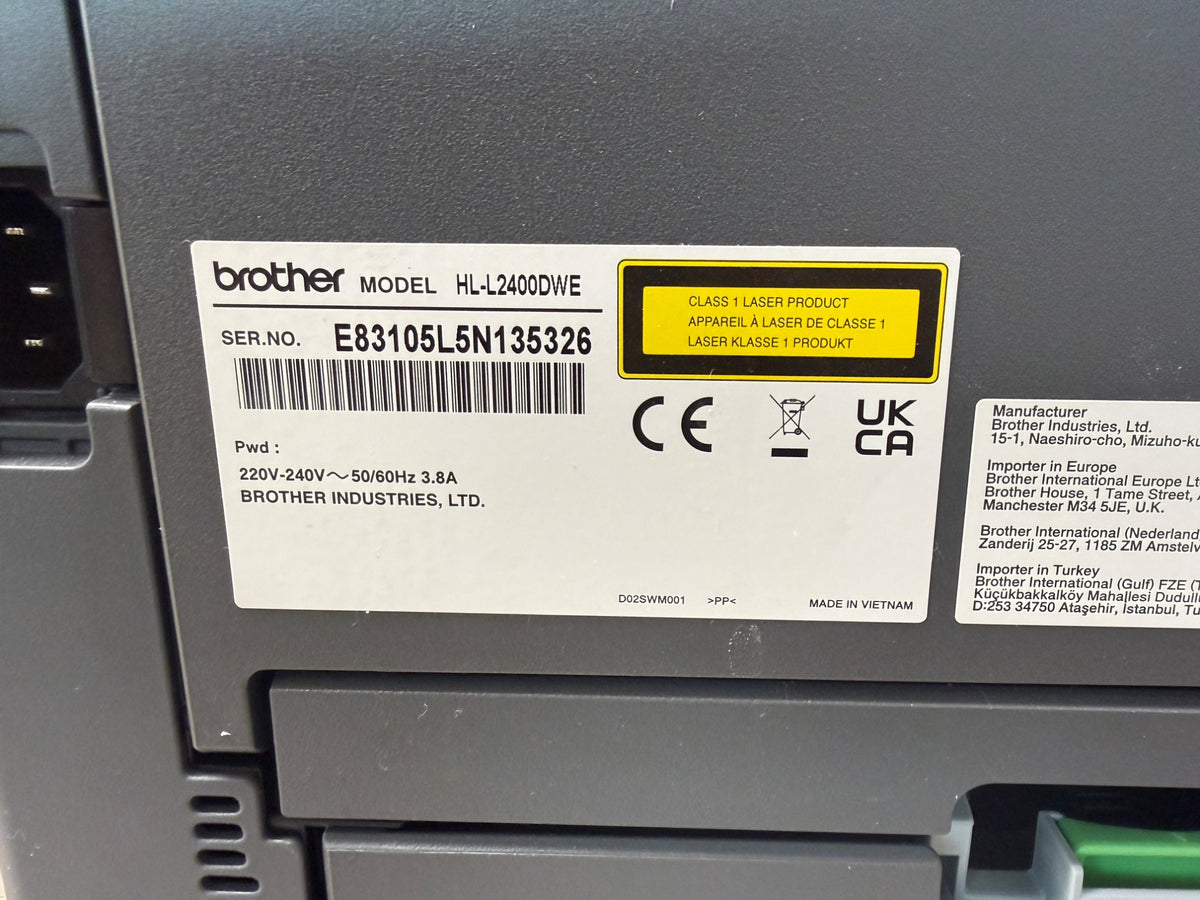 Brother HL-L2400DWE Mono Laser Printer 30ppm Auto Duplex 5GHz WiFi Wireless