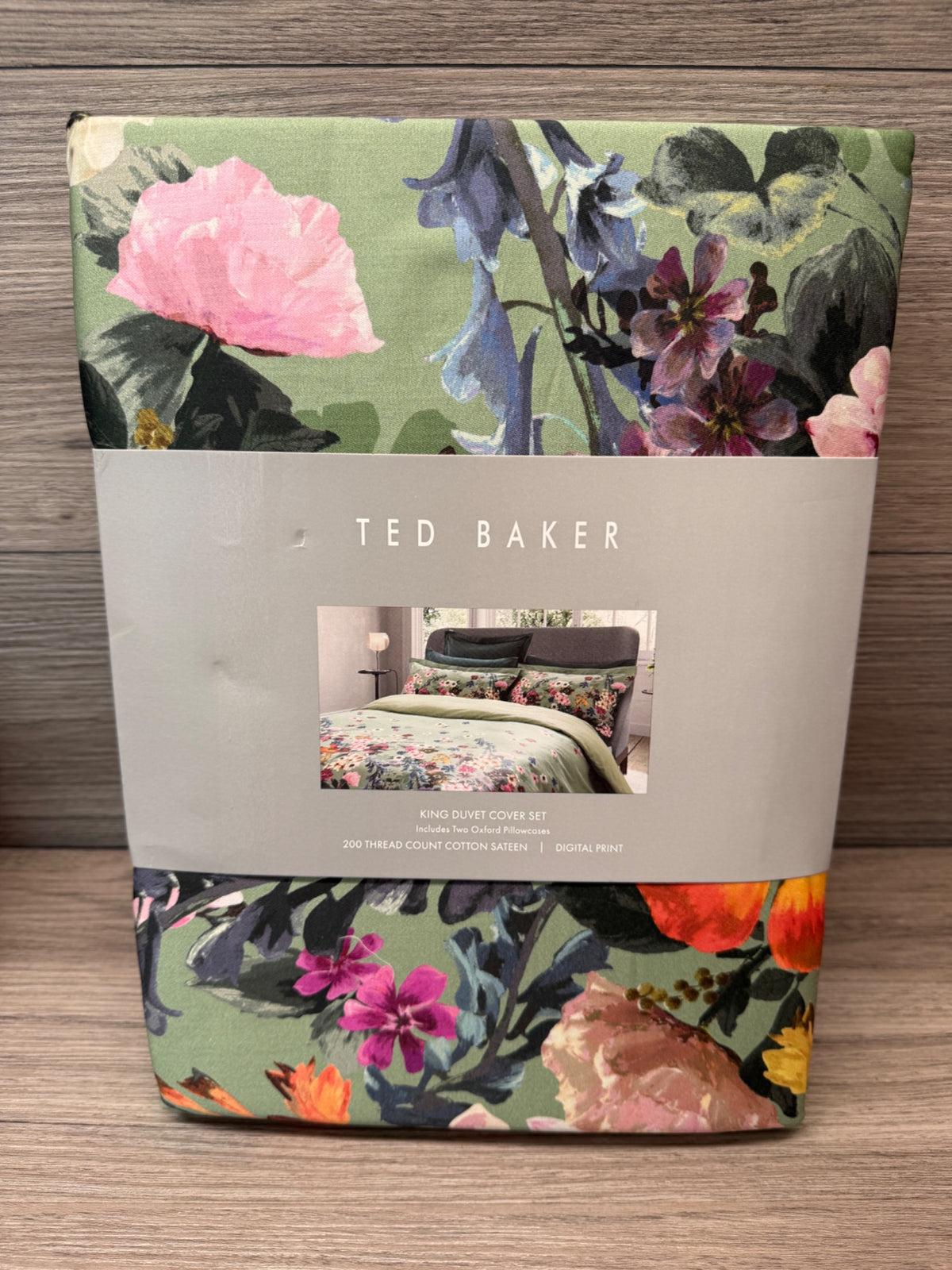 Ted Baker King Size Duvet Cover Set 200 thread Cotton 2 Pillowcases Bedding