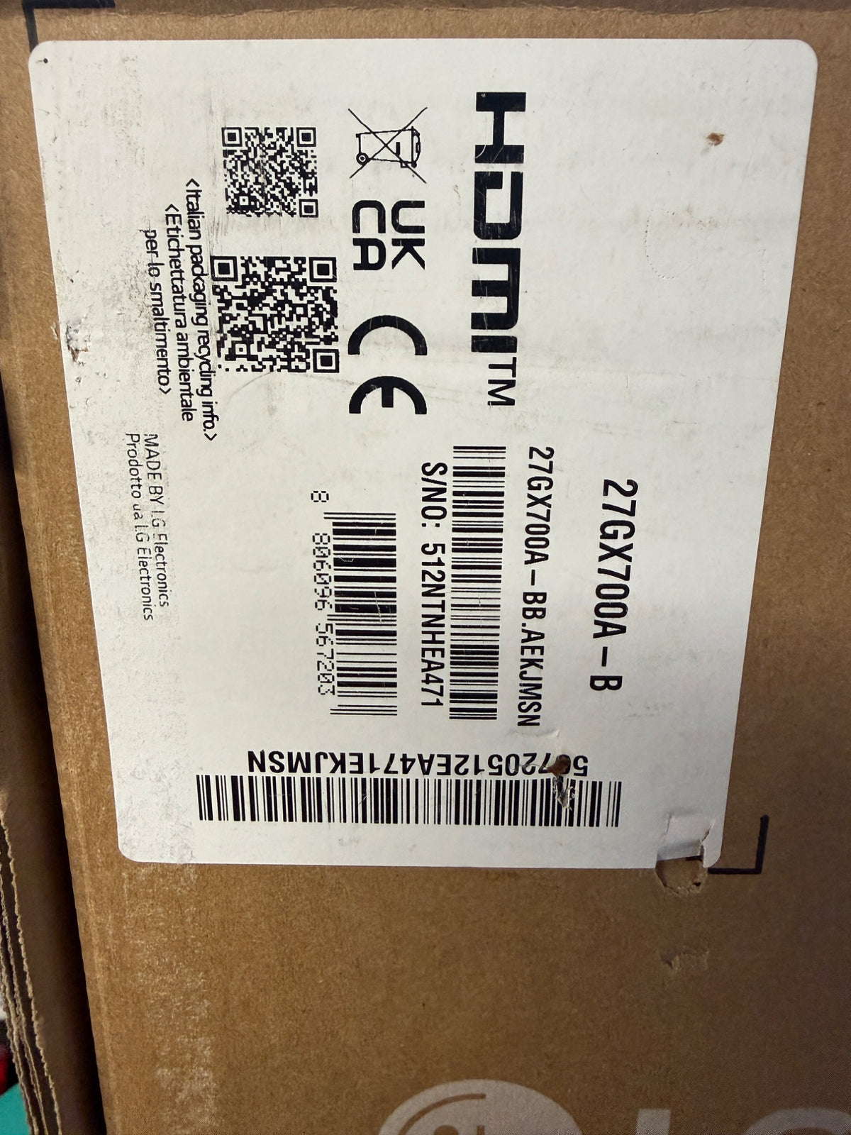 LG UltraGear 27GX700A-B QHD OLED Gaming Monitor 280Hz 0.03ms Black 27 Inch