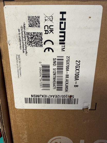 LG UltraGear 27GX700A-B QHD OLED Gaming Monitor 280Hz 0.03ms Black 27 Inch