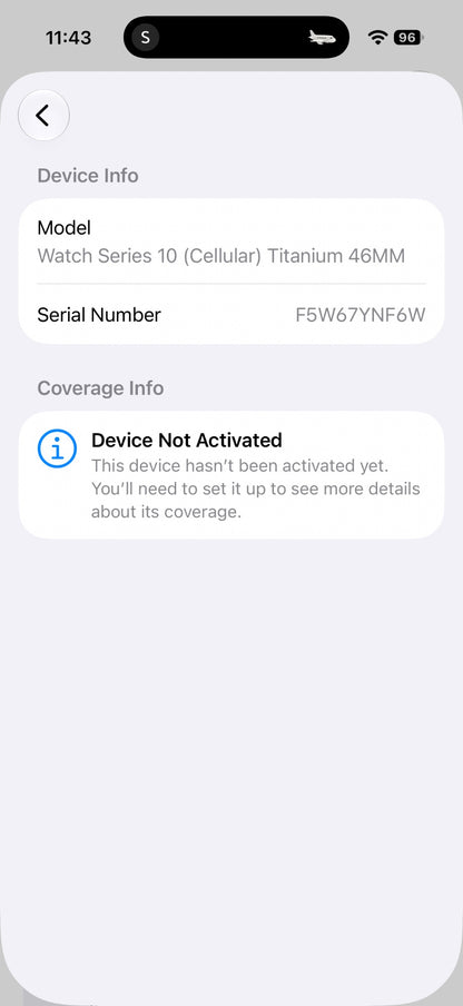 Apple Watch Series 10 GPS Cellular 46mm Natural Titanium Smartwatch MWY93QA/A