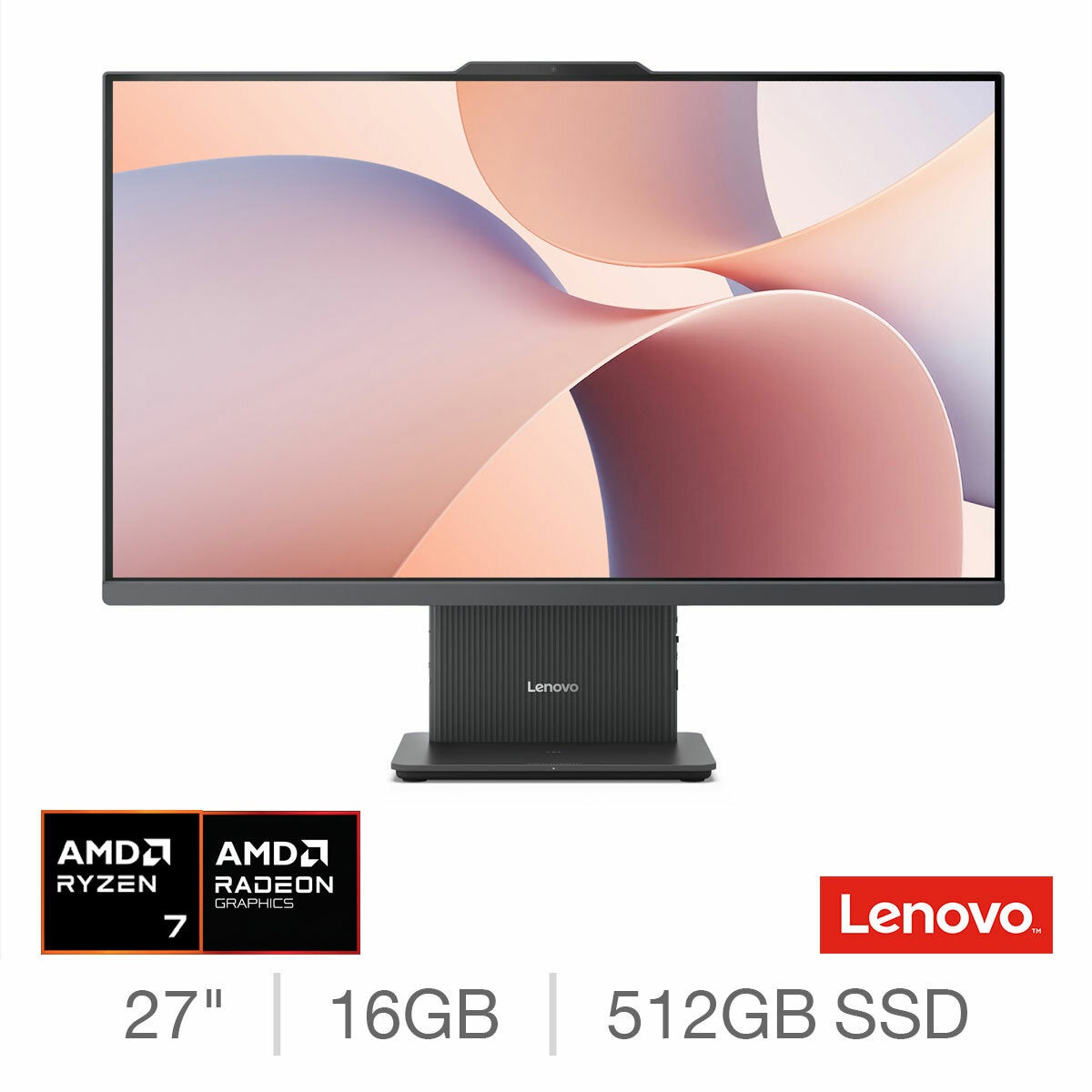 Lenovo IdeaCentre AIO 27" AMD Ryzen 7 16GB 512GB SSD Windows 11 Desktop PC