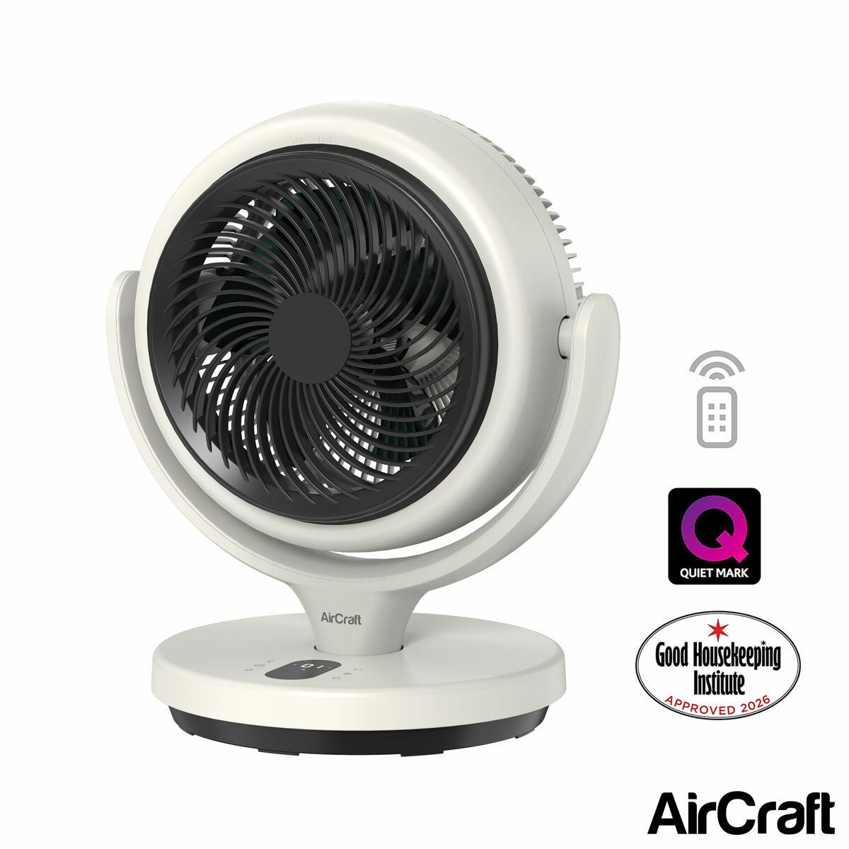 AirCraft Lume Mini Desktop Fan Remote Control LED Ambient Light 12 Speed 24W
