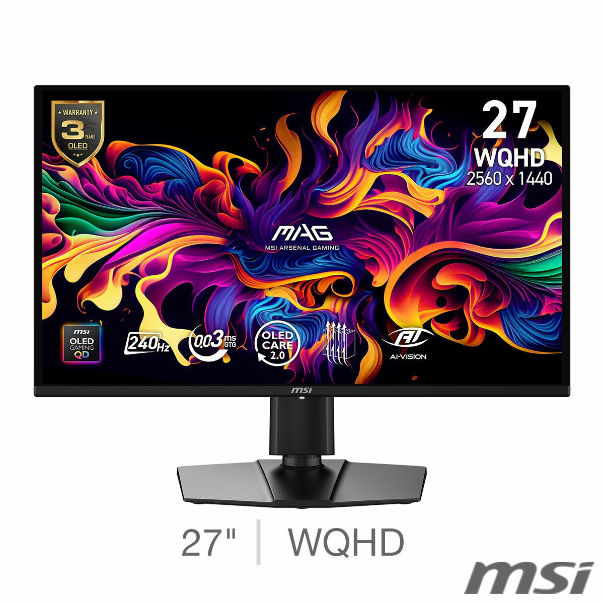 MSI MAG274QP 27" QD-OLED Gaming Monitor WQHD 2560x1440 240Hz 0.03ms Black