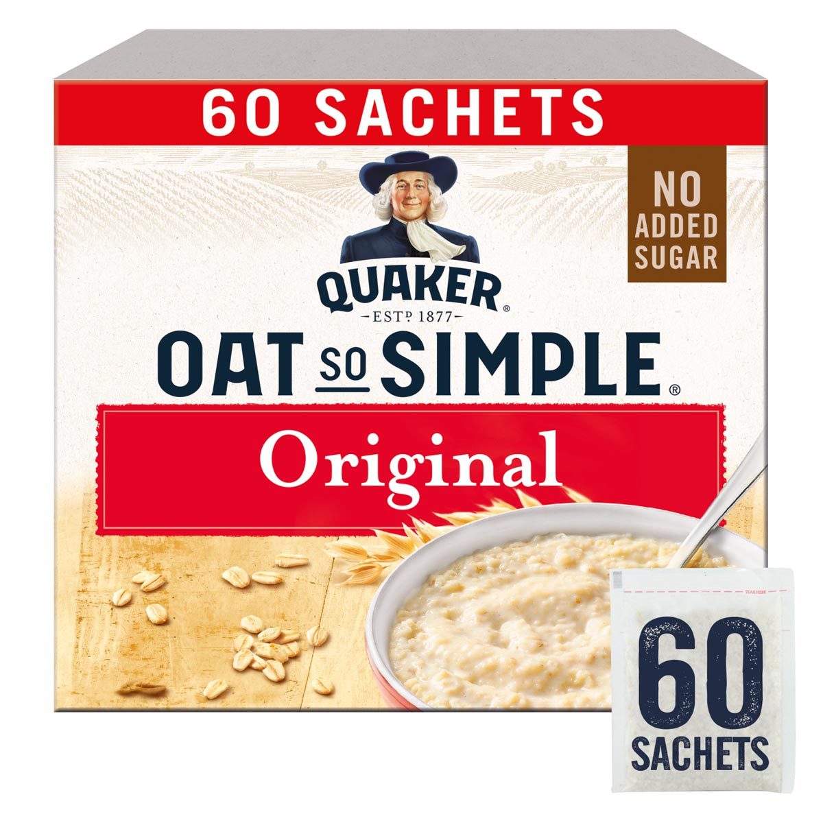 Quaker Oat So Simple Original Porridge Sachets 60 x 27g Wholegrain Breakfast