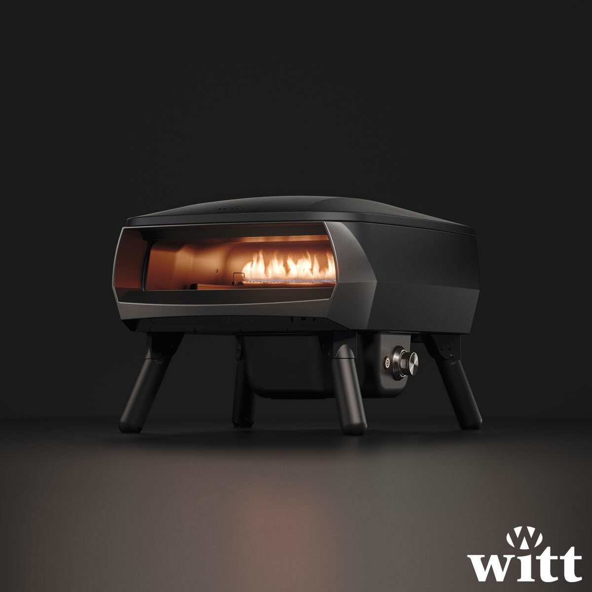 Witt Piccolo Rotante Gas Pizza Oven 13" 500°C Rotating Stone 5 Piece Bundle Blac