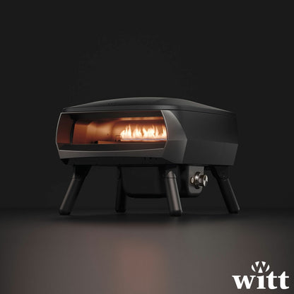 Witt Piccolo Rotante Gas Pizza Oven 13" 500°C Rotating Stone 5 Piece Bundle Blac