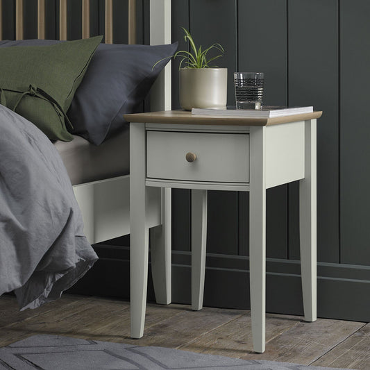 Bentley Designs Whitby Oak Grey 1 Drawer Bedside Nightstand Table 2 Pack