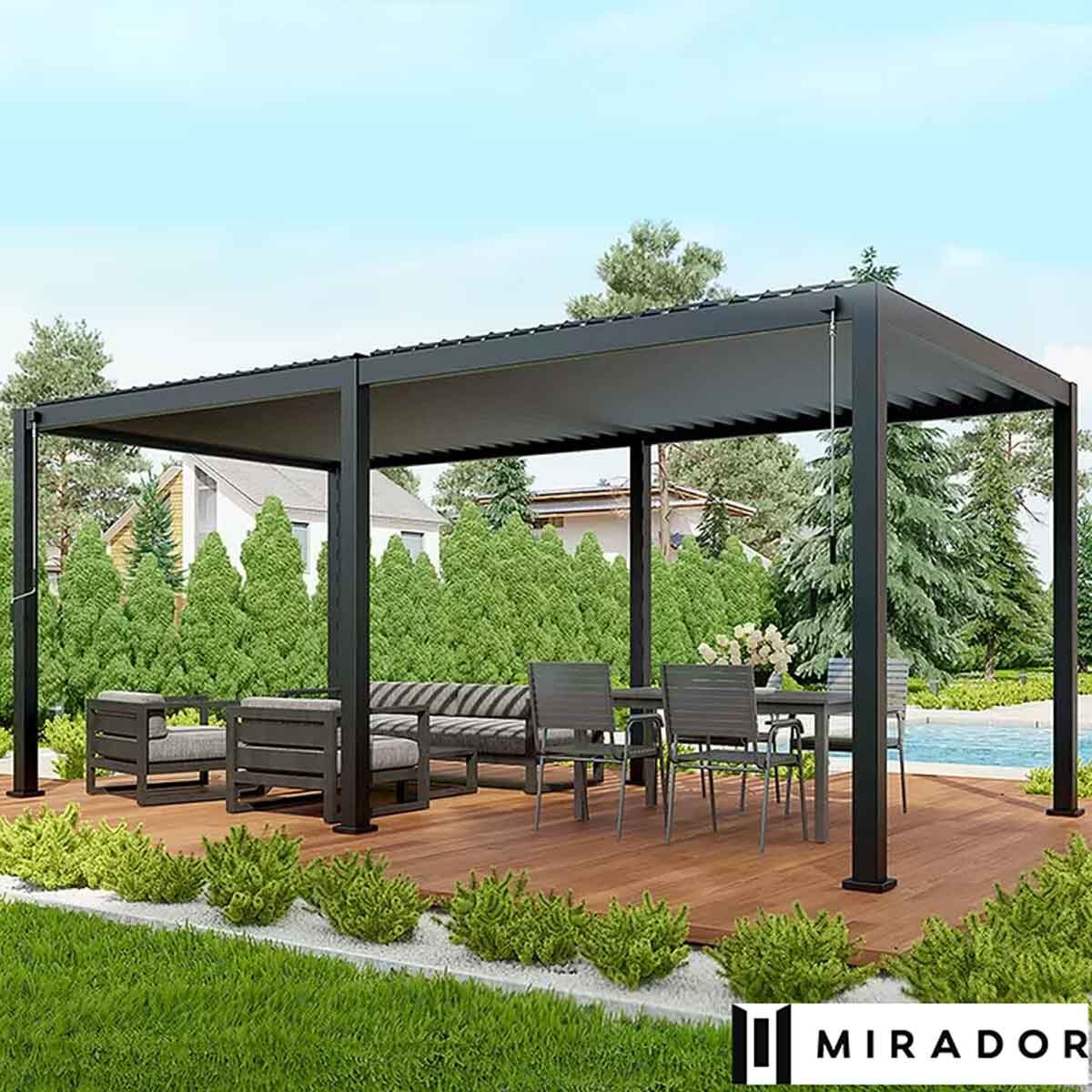 Mirador Louvered Aluminium Pergola 10x20ft Adjustable Anthracite Garden e x 5.9m