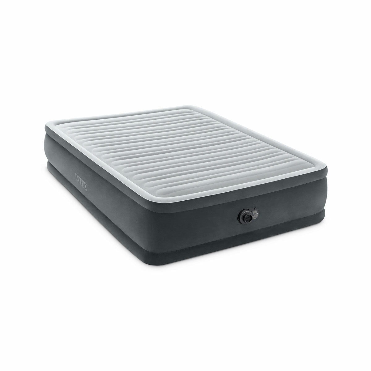 Intex Queen Air Mattress Built-In Electric Pump Fibre-Tech Airbed Grey PVC
