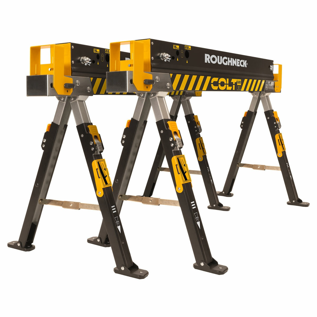 Roughneck Colt 600E Sawhorse Twin Pack Heavy Duty Steel Folding Workbench 82cm