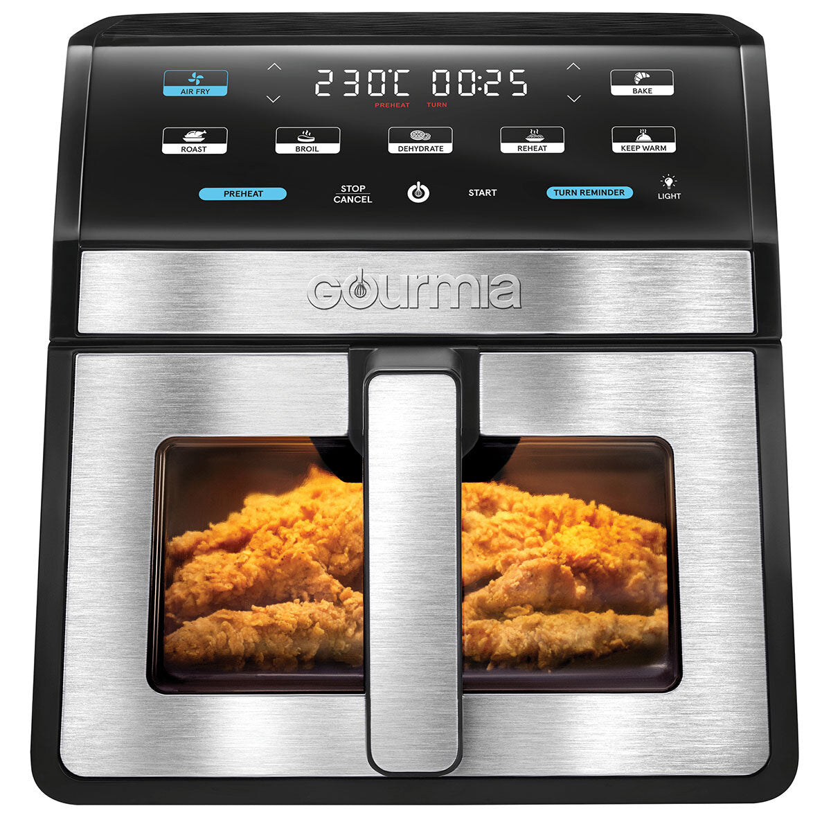 Gourmia 7.6L Digital Air Fryer Window Light 7 Presets Nonstick Basket Black