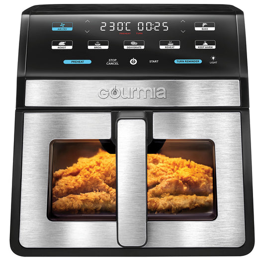 Gourmia 7.6L Digital Air Fryer Window Light 7 Presets Nonstick Basket Black