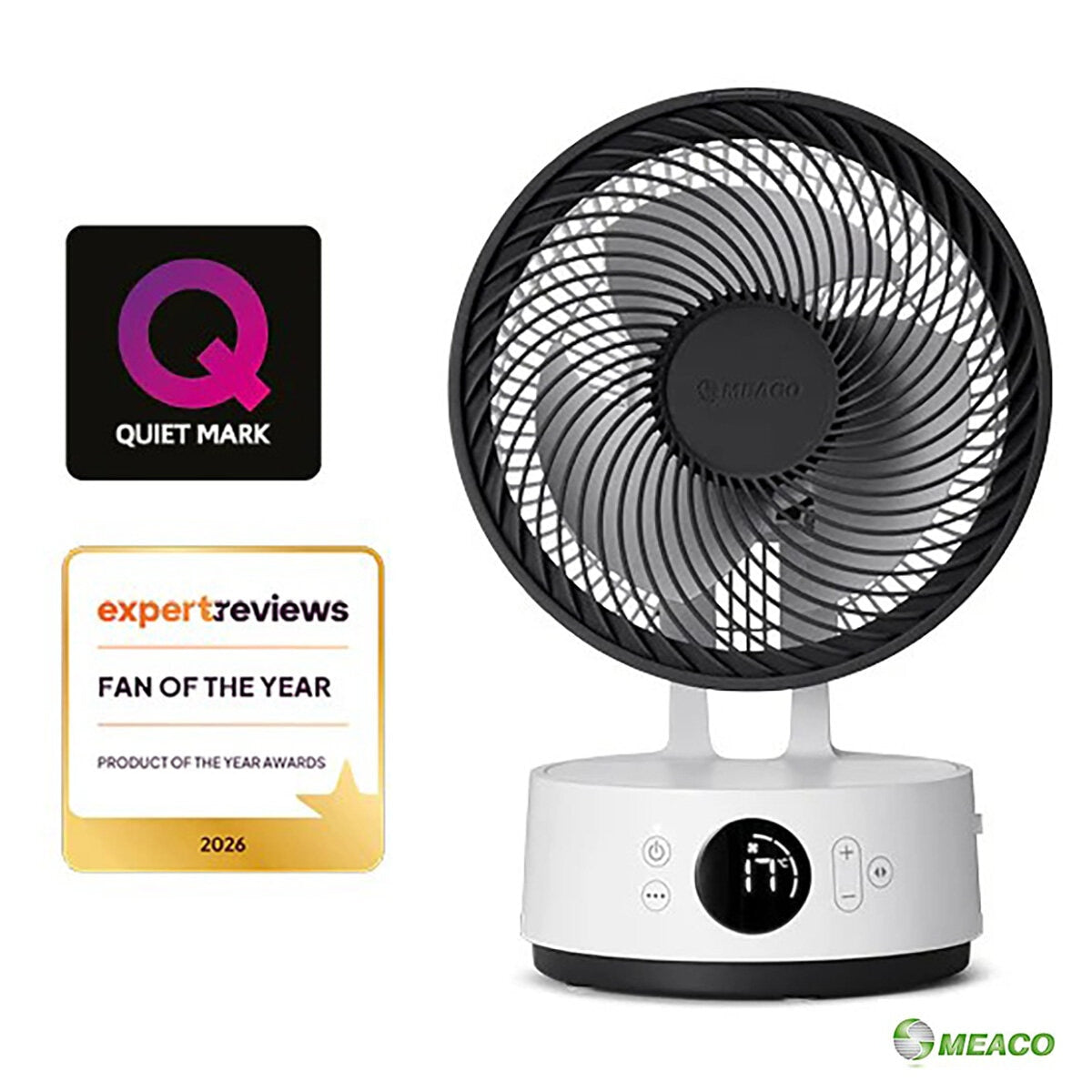 Meaco Sefte 8" Rechargeable Air Circulator Desktop Fan Cordless 12 Speed White
