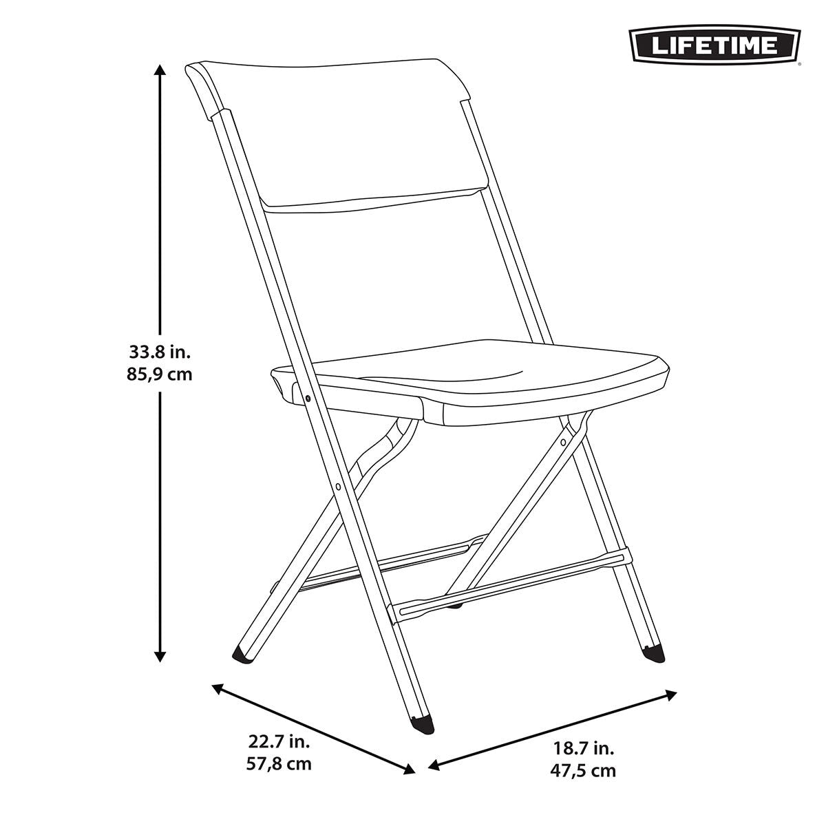 Lifetime Bypass Folding Chairs 4 Pack Cream Plastic Garden Outdoor Stackable