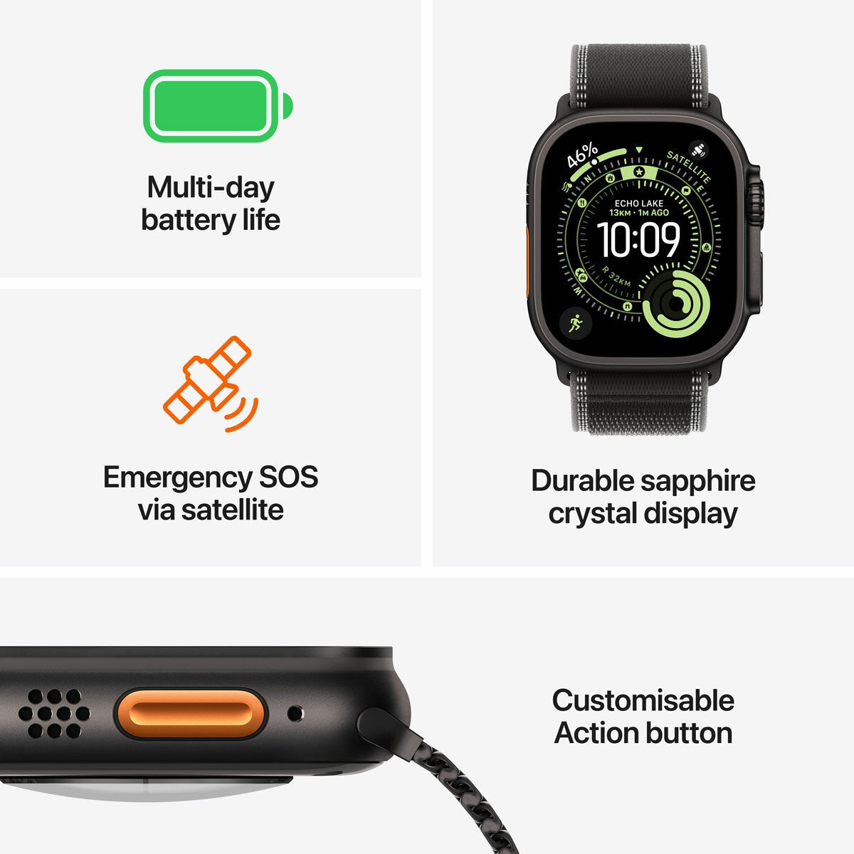 Apple Watch Ultra 3 GPS Cellular 49mm Titanium Black Band Smartwatch MF1T4DH/A