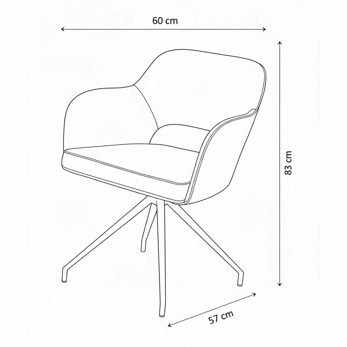 Akante Chicago Grey Swivel Dining Chairs Fabric PU Set of 2 Kitchen 83cm H