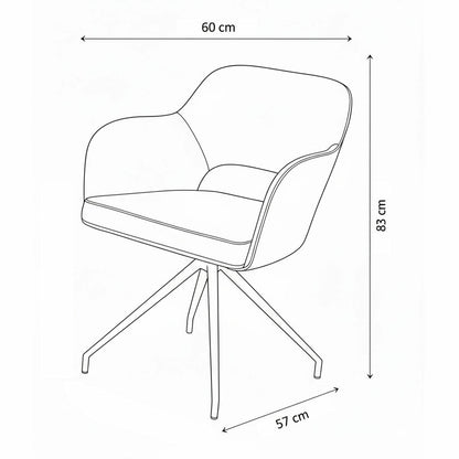 Akante Chicago Grey Swivel Dining Chairs Fabric PU Set of 2 Kitchen 83cm H