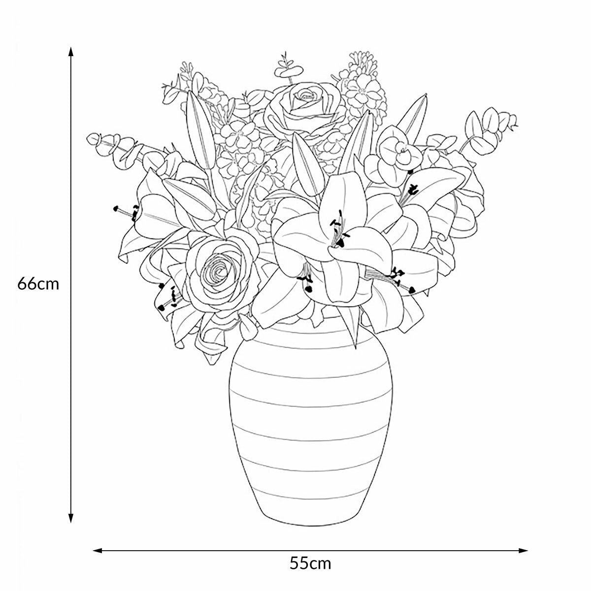 Tree Locate Artificial Lily Rose Bouquet White Vase Faux Flowers 66cm Tall
