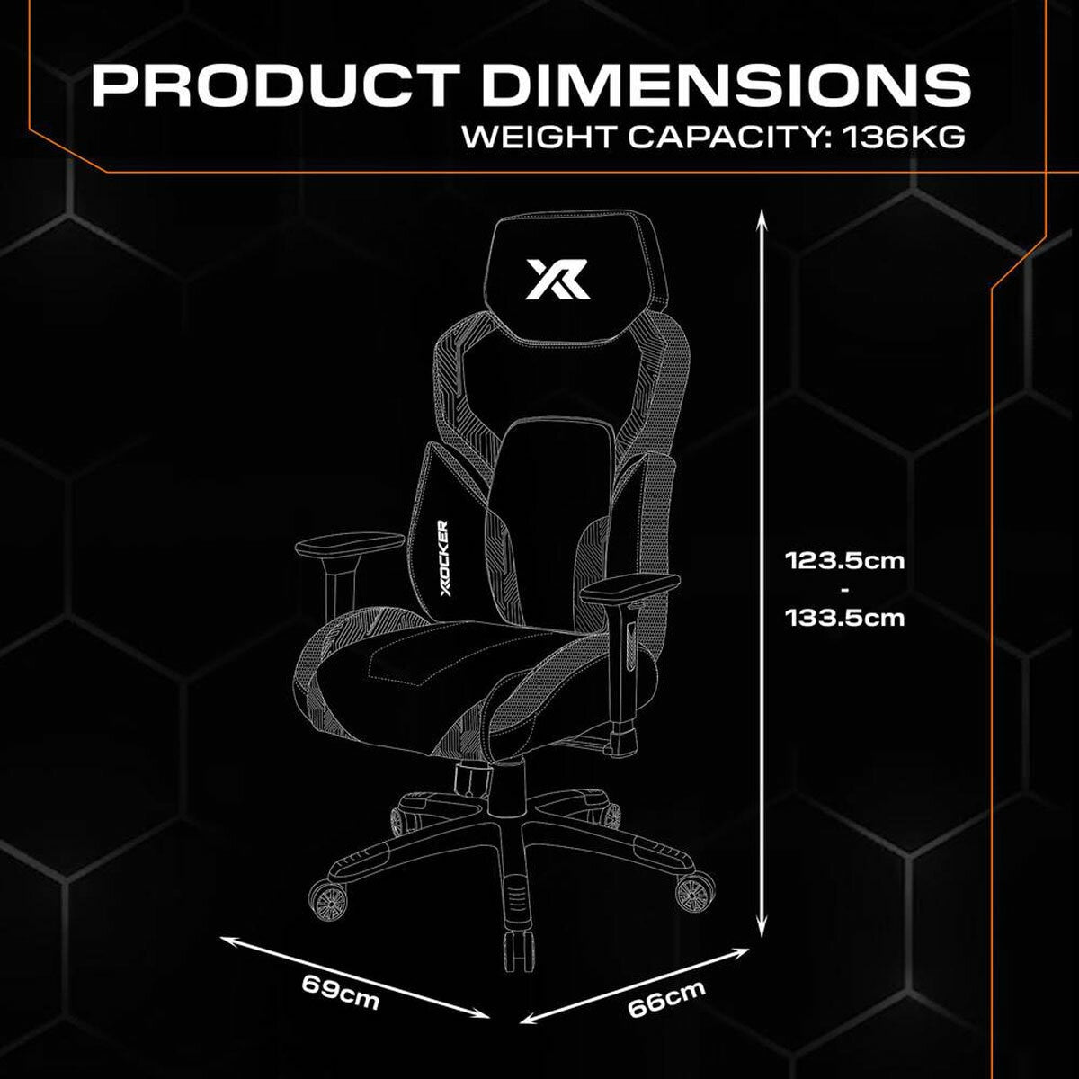 X Rocker Kunai RGB Gaming Chair LED Lights PU Leather PC Desk Chair Black