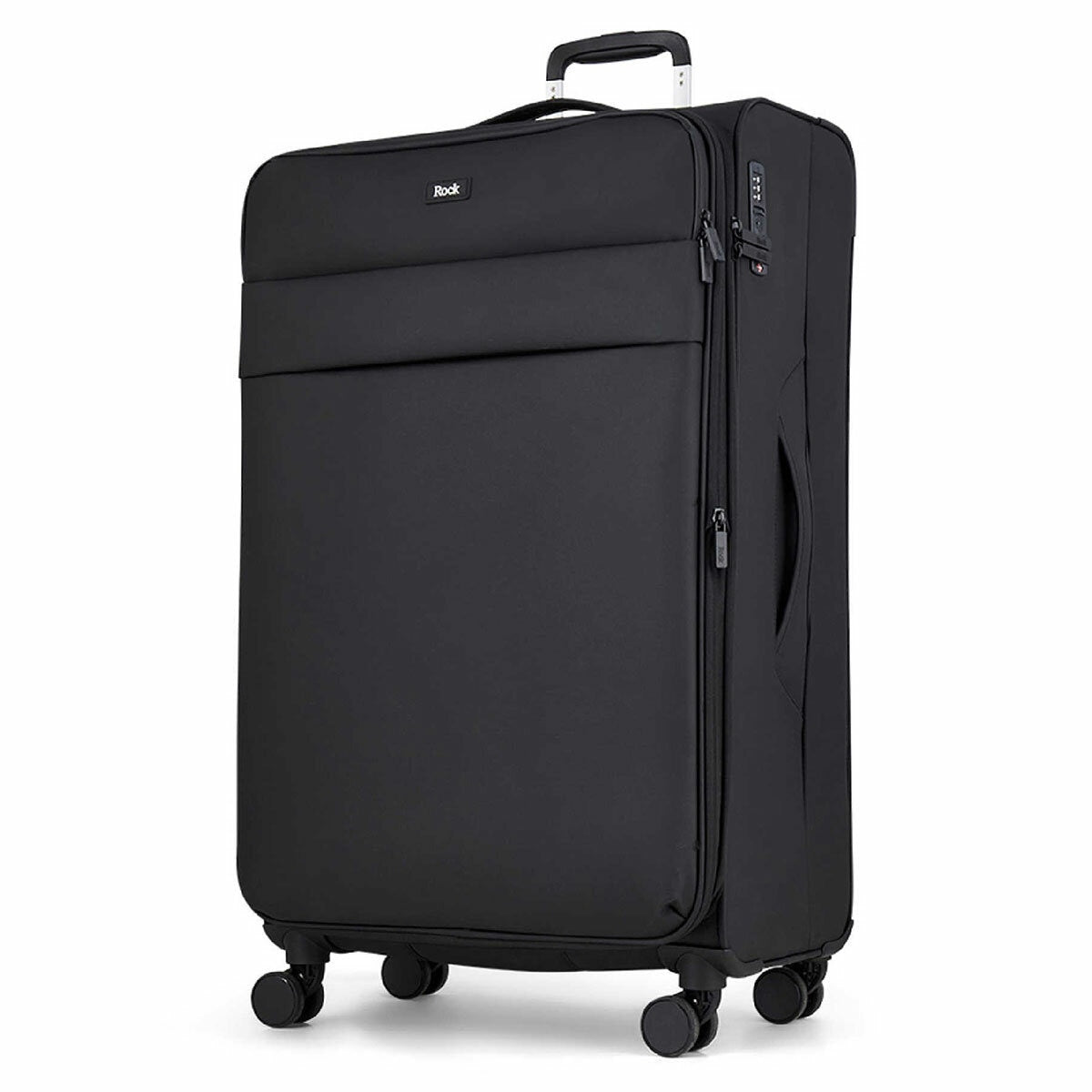 Rock Harper Black Softside 3pc Luggage Set Cabin Medium Large Expandable TSA