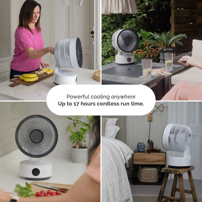 Meaco Sefte 8" Rechargeable Air Circulator Desktop Fan Cordless 12 Speed White