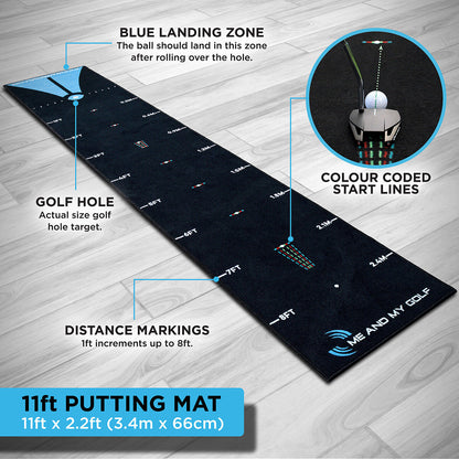 Me and My Golf 11ft Breaking Ball Putting Mat Practice Indoor Nylon Carry Case