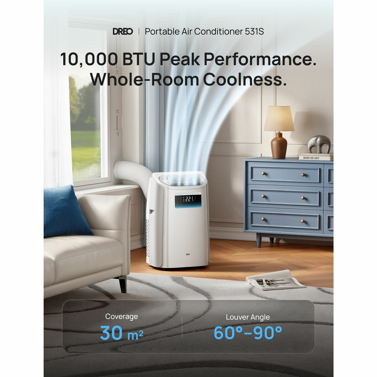 Dreo DR-HAC011S Smart Portable Air Conditioner 3-in-1 Cool Fan Dry White 531S