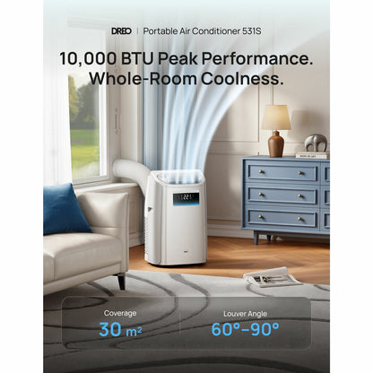 Dreo DR-HAC011S Smart Portable Air Conditioner 3-in-1 Cool Fan Dry White 531S