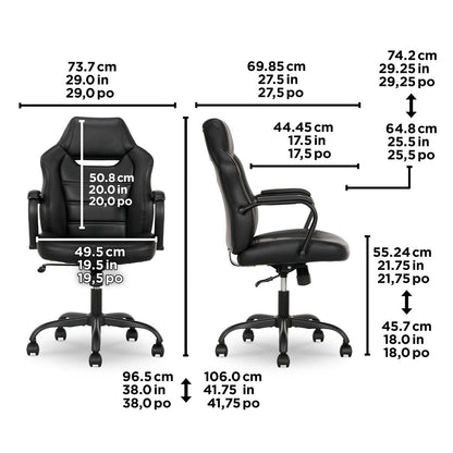 True Innovations Office Chair Black PU Adjustable Height Tilt Lock Desk Chair