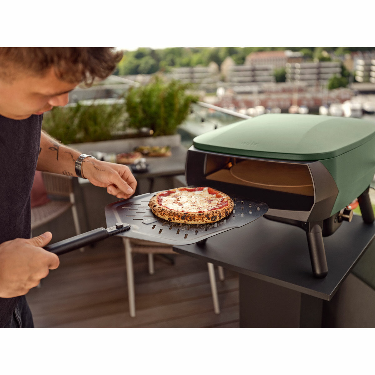 Witt Piccolo Rotante Gas Pizza Oven 13" 500°C 5 Piece Bundle Green Outdoor