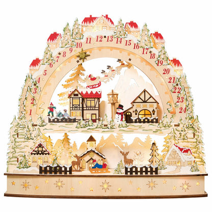 Wooden LED Advent Calendar Christmas Decoration Festive Jingle Bell Warm Glow