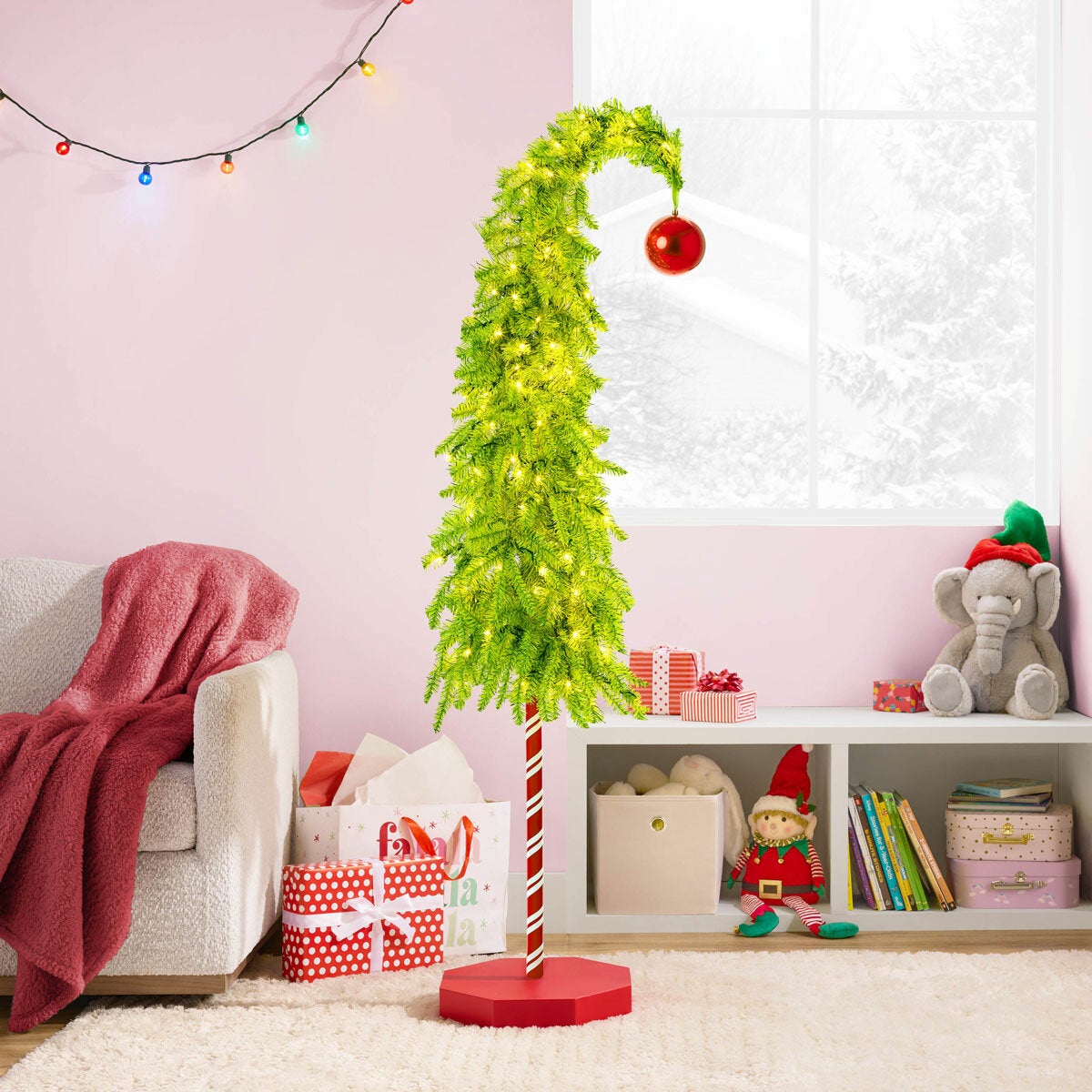 6ft Pre-Lit Whimsical Christmas Tree 150 LED Lights Indoor Festive Decor