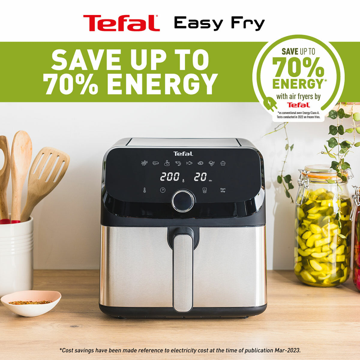 Tefal Easy Fry Mega Air Fryer EY855D40 7.5L 8 Presets 2020W Stainless Steel