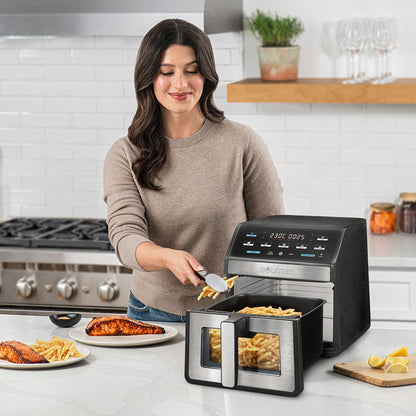 Gourmia 7.6L Digital Air Fryer Window Light 7 Presets Nonstick Basket Black