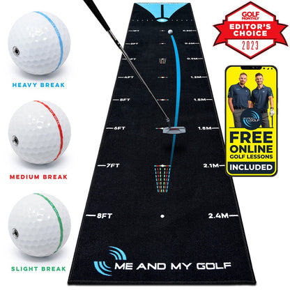 Me and My Golf 11ft Breaking Ball Putting Mat Practice Indoor Nylon Carry Case