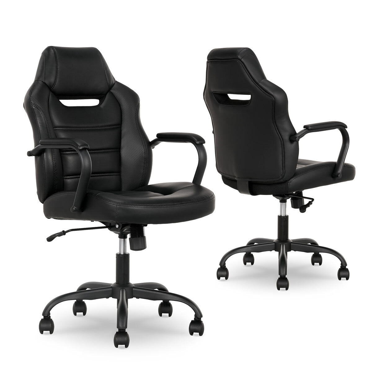 True Innovations Office Chair Black PU Adjustable Height Tilt Lock Desk Chair