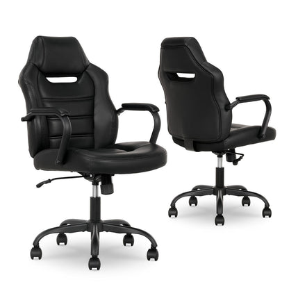 True Innovations Office Chair Black PU Adjustable Height Tilt Lock Desk Chair