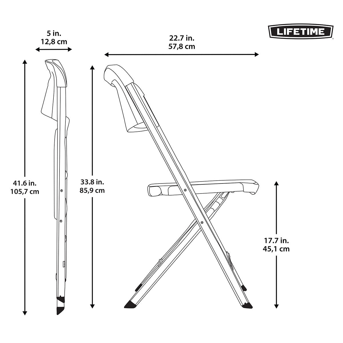Lifetime Bypass Folding Chairs 4 Pack Cream Plastic Garden Outdoor Stackable