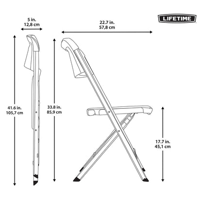 Lifetime Bypass Folding Chairs 4 Pack Cream Plastic Garden Outdoor Stackable