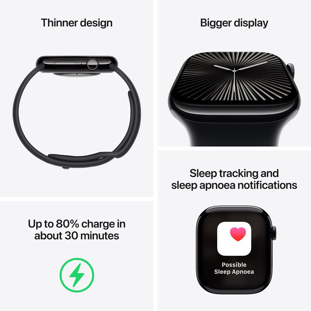 Apple Watch Series 10 GPS Cellular 46mm Slate Titanium Black Sports Band M/L