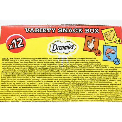 Dreamies Cat Treats Variety Pack 12 x 60g Chicken Cheese Fish Flavour Snack