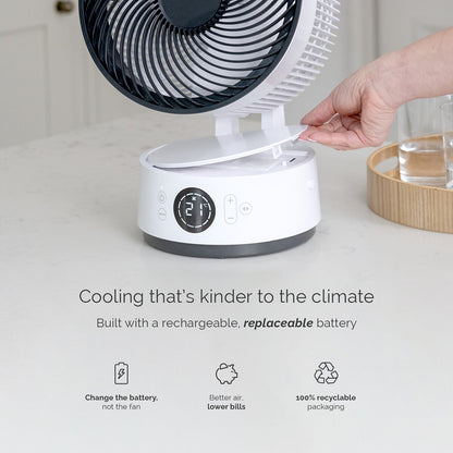 Meaco Sefte 8" Rechargeable Air Circulator Desktop Fan Cordless 12 Speed White