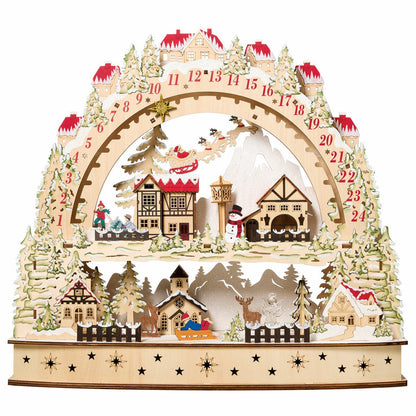 Wooden LED Advent Calendar Christmas Decoration Festive Jingle Bell Warm Glow